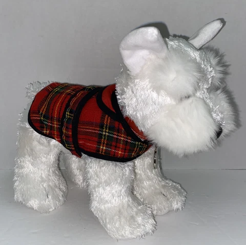 The Old Course St. Andrews Golf White Scotty Dog With Red Plaid Vest 9” Plush Cover
