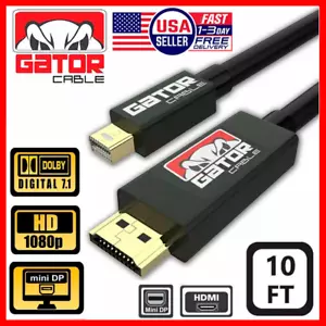 Mini DisplayPort DP Thunderbolt to HDMI Cable Adapter UHD 4K HD Video Audio 10FT - Picture 1 of 15