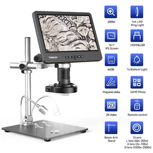 TOMLOV DM602 Pro 10.1" Digital Microscope 2000x Coin Microscope 144 LED Light - Picture 1 of 19