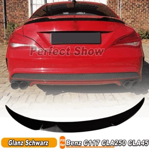 Für Mercedes C117 CLA250 CLA45AMG Glanz Schwarz Heckspoiler Flügel Spoiler Lippe - Picture 1 of 10