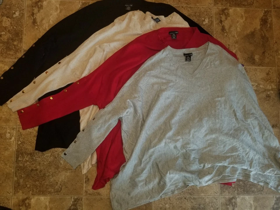 New Womens RXB Poncho Sweater Shirt Oatmeal Gray Red Black S L XL 2XL - Image 1 of 1