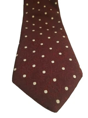复古 Tie Wemlon Wembley Necktie 深红色 - 白点 - 叶子雪花 — 第 1/4 张图片