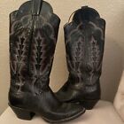 Vintage Panhandle Slim Womens Boots Size 6.5 Detailed Upper With Scalloped Top