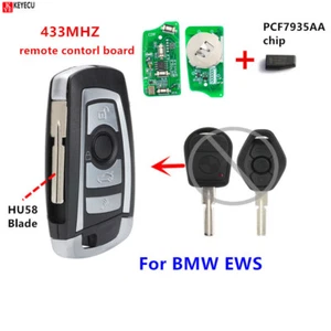 Llave remota de reemplazo abatible Modify EWS 433Mhz HU58 para BMW 1998-2009 FCC:LX8FZV - Imagen 1 de 6