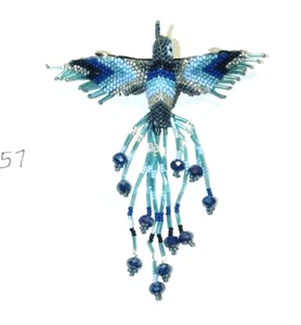 Fancy Fringe Beaded Hummingbird Barrette 4" w/ French Clip closure #57 - Picture 1 of 3