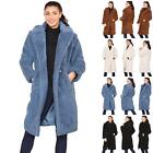 Womens Knee Length Fluffy Jacket Long Coat Winter Warm Fleece Cardigan Outwear