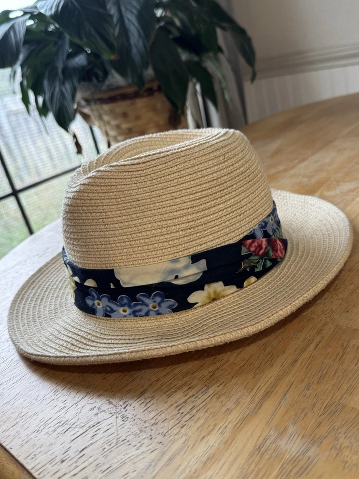 Tommy Bahama Men's Fedora Hat One Size Tan Floral Shade Maker Hat Beach Vacation - Image 1 of 4