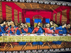 The Lord's Last Supper w/ His Disciples Woven Tapestry Wall Hanging 54”x 38” - Picture 1 of 4