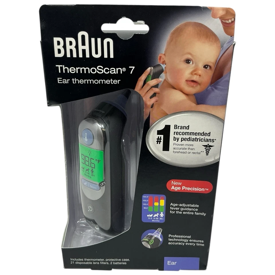 Braun ThermoScan 7 IRT6520 Termómetro Digital de Oído Negro Edad Precisión Nuevo  Foto 1 de 4