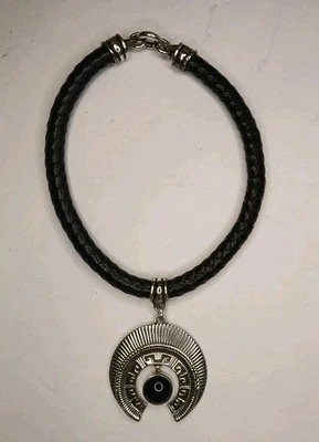 BARRY KIESELSTEIN-CORD STERLING SILVER BLACK LEATHER Necklace w/ Custom Crescent - Image 1 of 4