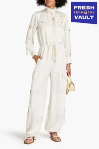 RRP €1850 ZIMMERMANN Satin Relaxed Jumpsuit Size US6 AU1 M Linen Blend Ivory - Picture 1 of 9