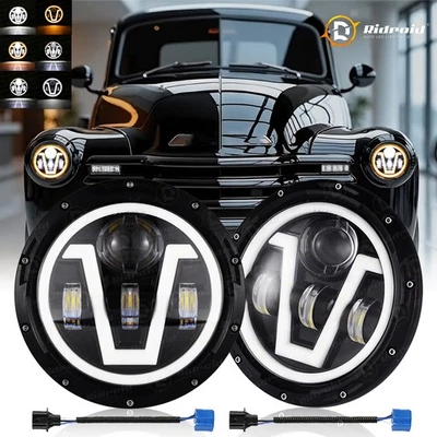 2x DOT 7" inch Round LED Headlights DRL Hi/Lo Beam for Ford F100 F150 F250 Truck - Image 1 of 4