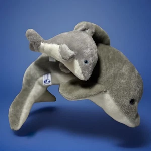 Peluche Dolphin SeaWorld Mamá y Bebé Adjunto 1989 RARO 15" y 6" De Colección con Etiquetas - Imagen 1 de 10