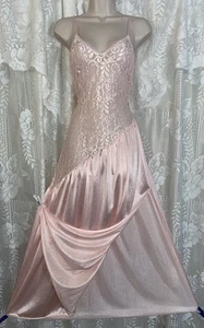 VTG NWOT S UCW Pink Nylon Nightgown Gown w Asymmetrical LACE over Chiffon Bodice - Picture 1 of 13