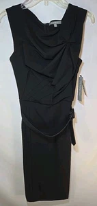 Vestido para mujer NY Collection sin mangas negro con volantes y cinturón talla mediana - Imagen 1 de 9