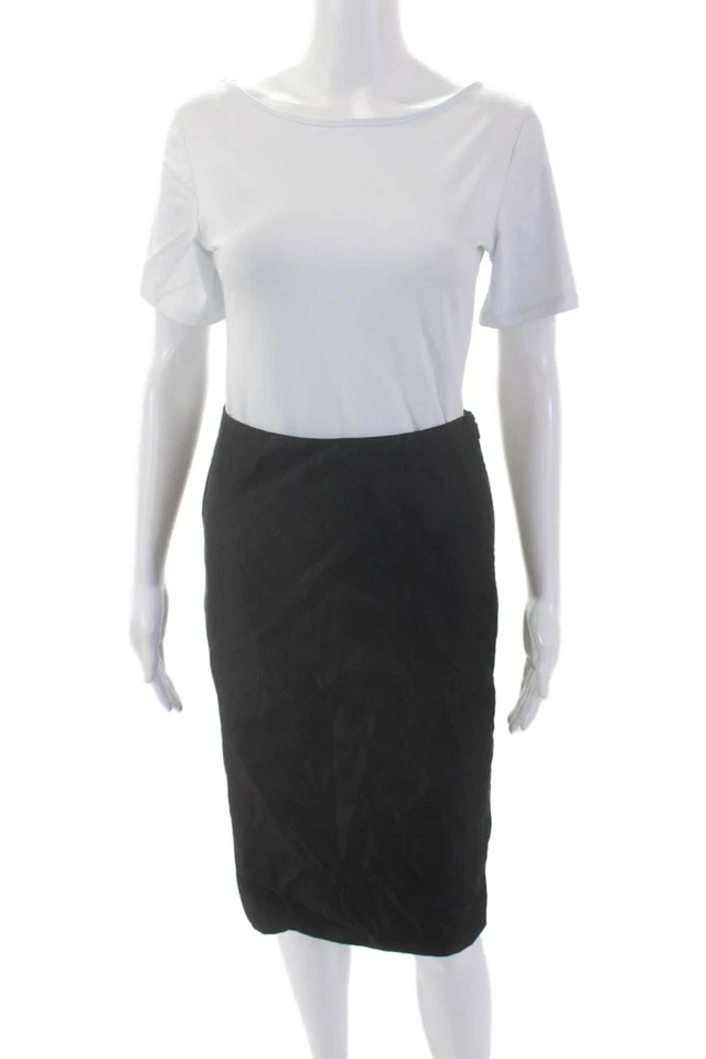 Marc Bouwer Womens Soft Textured Zipped Closure Straight Skirt Black Size M - Image 1 of 4