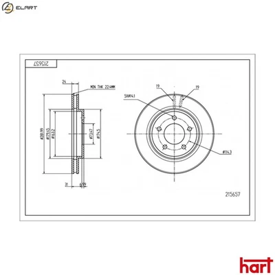 2x BRAKE DISC 215 657 FOR PLYMOUTH VOYAGER/GRAND PROWLER/Convertible  DODGE - Image 1 of 4