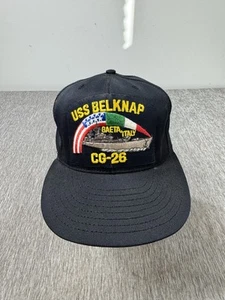 Gorra de colección USS Belknap CG-26 Marina de los Estados Unidos USN Gaeta, Italia Veterano Militar b - Imagen 1 de 9