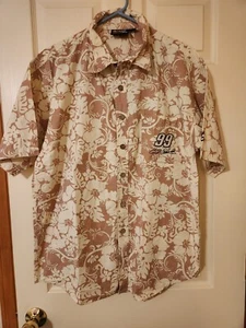 Men's Chase Authentics Size L Nascar Button Front Shirt 99 Carl Edwards Tan - Picture 1 of 8