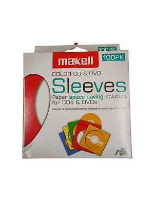Paquete de 100 fundas de papel para CD y DVD a color Maxell protectores de disco CD-403 Foto 1 de 4