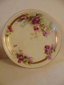 Antique Charger Limoges France Hand Painted  Plate Berries Signed Alice 12-1/2" - Picture 1 of 14