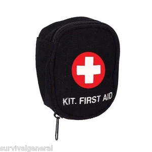 First Aid Pouch Bag Military Style Personal Soldier 1st Kit Black Medic Canvas - Picture 1 of 1