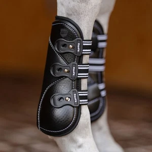 EquiFit D-Teq Boots Front Black Ostrich XL Open front jumping schooling boots - Picture 1 of 4