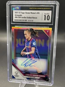 21-22 Topps Chrome Women's UCL Caroline Graham Hansen #BA-CGH Auto CSG 10 - Picture 1 of 2