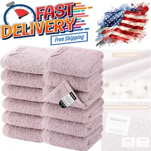 Soft Cotton Washcloths Set of 12 - Eco-Friendly Purple Face Towels for All Ages - Picture 1 of 10