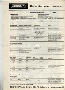 GRUNDIG - ELITE BOY - 207  SCHEMATICS + SERVICE INFORMATION ( ORIGINAL PAPER ) - Bild 1 von 2