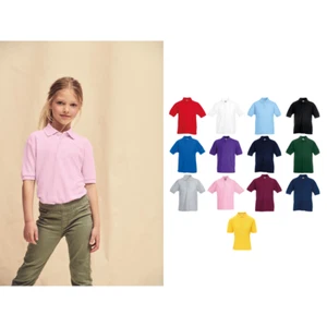 Fruit of The Loom Kids 65/35 Pique Polo shirt- Boys/girls smart top - Picture 1 of 18