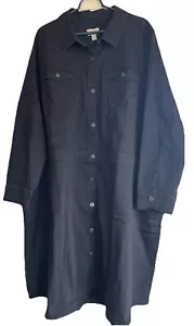 LOGO Lori Goldstein schwarzes Jeanshemd Kleid 5X Baumwolle Poly Elasthan - Bild 1 von 4