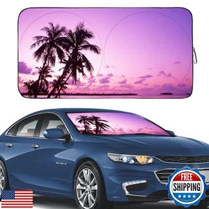 Gven Sunshade for Car Windshield with Tropical Palm Tree Design- UV Protectio - Picture 1 of 5