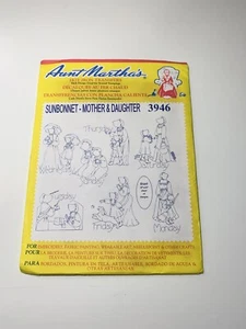 Aunt Martha's Hot Iron Embroidery Transfer Sunbonnet Mother & Daughter 3946 New - Picture 1 of 12