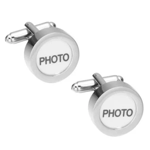 Photo Silver Cufflinks Wedding for Suit Shirt Formal Wear Gift Business Wedding - Picture 1 of 4
