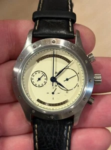 Reloj de pulsera cronógrafo musical Fidelity para hombre - acero inoxidable/crema cara LE usado - Imagen 1 de 11