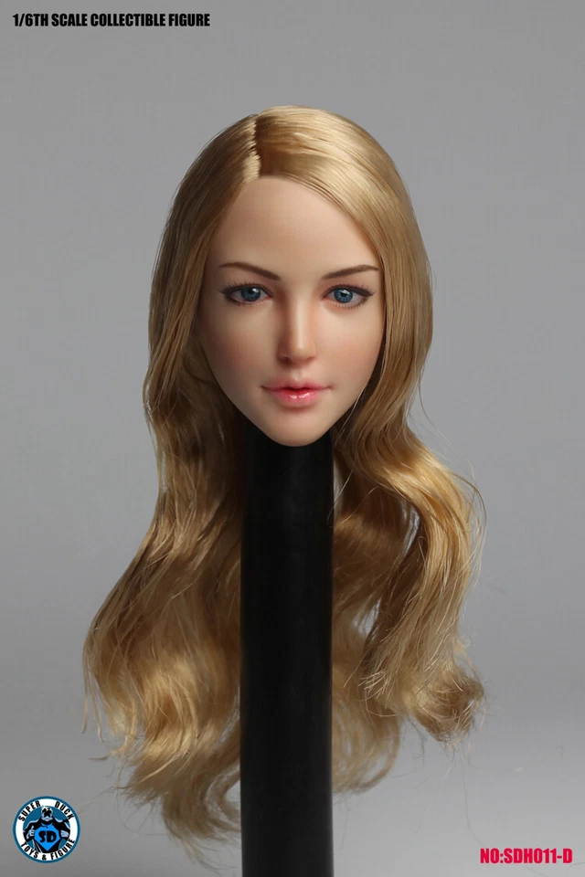 Cabeza asiática Súper Pato 1/6 con cabello rubio para Phicen, cuerpo HT SDH011D Foto 1 de 4