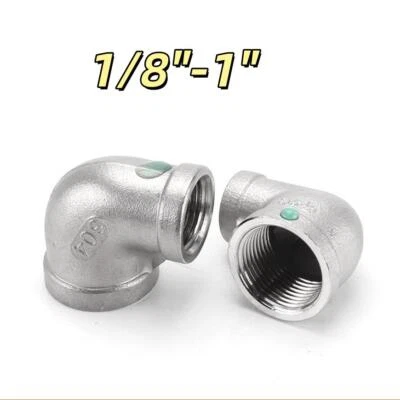 Stainless Steel BSP Female 90° Elbow Adaptors Pipe Fitting Connector 1/8"-1" - Image 1 of 4