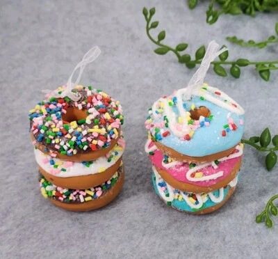 Donut Stack Christmas Ornaments Sprinkles Bakery 2 Pc Set Whimsy Sweets 2.25" - Image 1 of 4