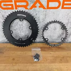 Ridden Once! Rotor Aero Round 4-Bolt 110BCD 50/37t Bike Chainring Set 167g - Picture 1 of 8
