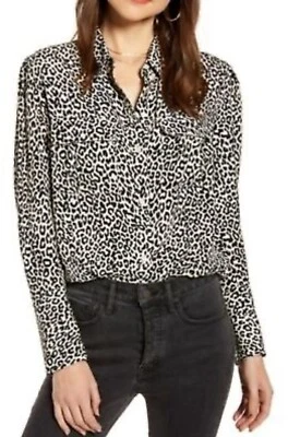 Camisa LS Lauren Ralph Lauren Para Mujer Beige Negra Algodón Estampado Animal Abotonada 4 Foto 1 de 4