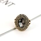 Gray Crystal Ring -retro Vintage Ellipse Women Ethnic Antique Gold Color Jewelry