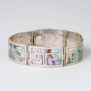 Bracelet with closure mother of pearl 925 silver 19.84 g Ø 58 mm - Picture 1 of 6