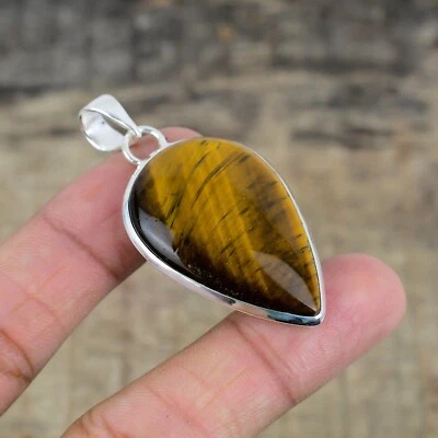 Naturale di Tigre Occhio Gemma Ciondolo 925 Argento Sterling Gioielli Per Amore - Immagine 1 di 4