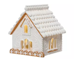 LED Deko Haus 10cm Keramik - Weihnachtshaus beleuchtet Weihnachtsdeko Warmweiß - Bild 1 von 3