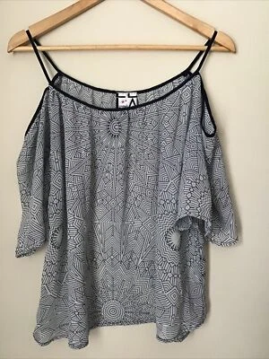 Muñeca Living Los Angeles MEDIANA Hombro Frío Transparente Manga Corta Top Azul Blanco Foto 1 de 4