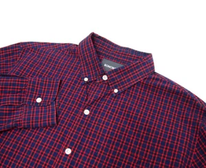 Bonobos Mens Shirt L Slim Fit Navy Blue Red Checkered Long Sleeve Button Collar - Picture 1 of 5