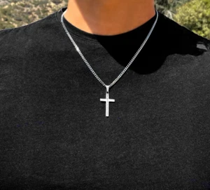 Collar de plata para hombre collar de cadena cubana para hombre collar de cru... - Imagen 1 de 5