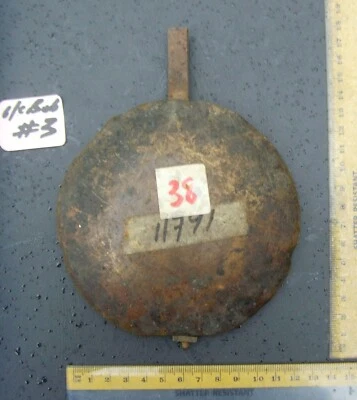  CLOCK  long case  pendulum bob #3 :brass faced on front 13.5cm max od - Image 1 of 3