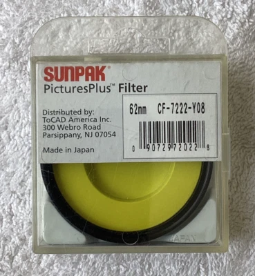 Sunpak PicturesPlus Y2 Yellow 8 62mm filter CF-7222-Y08 EUC - Image 1 of 3